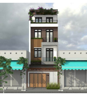 Mẫu nhà 3 tầng 5x20m với kiến trúc hiện đại