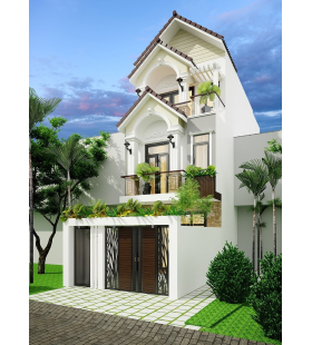 Mẫu nhà đẹp 5x20m 3 tầng hình khối đơn giản