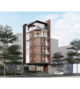 Thiết kế toà nhà văn phòng hiện đại với 2 mặt tiền nổi bật